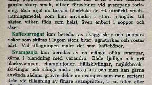 Utdrag ur Ica.s svampbok från 1942.
